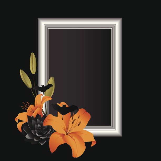 橙色莉莉框架图片下载