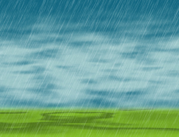 暴雨背景在多云的天气与绿色的草图片下载