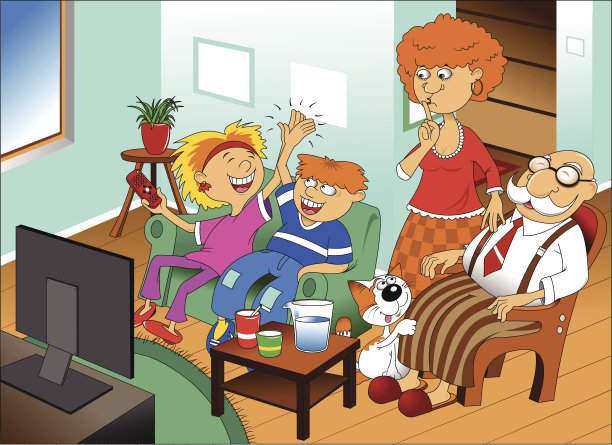 家人看电视图片下载