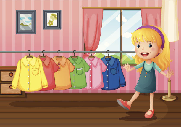 女孩旁边的房子里挂着衣服图片下载