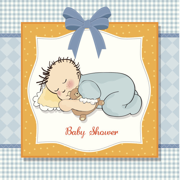 婴儿送礼卡和小男孩图片下载