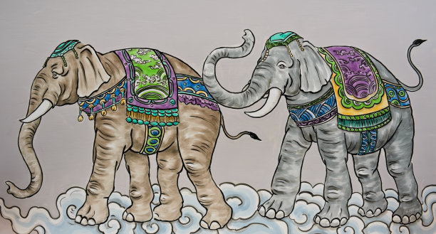 彩色大象画图片下载