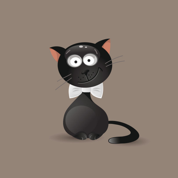时髦的猫与领结。矢量图图片下载