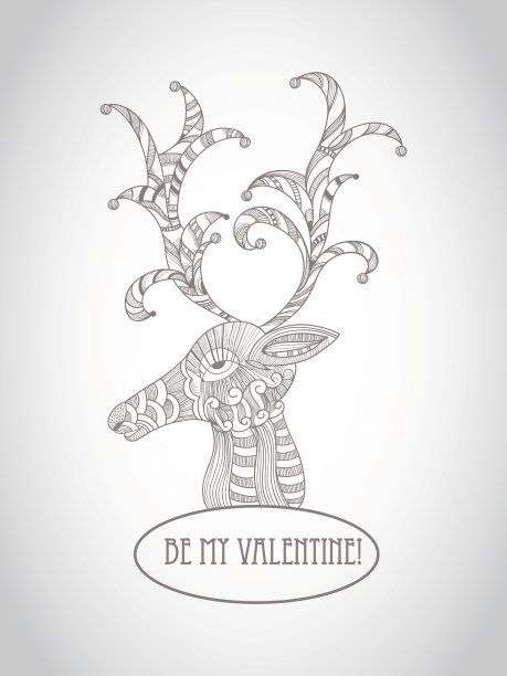 矢量情人节贺卡与鹿图片下载