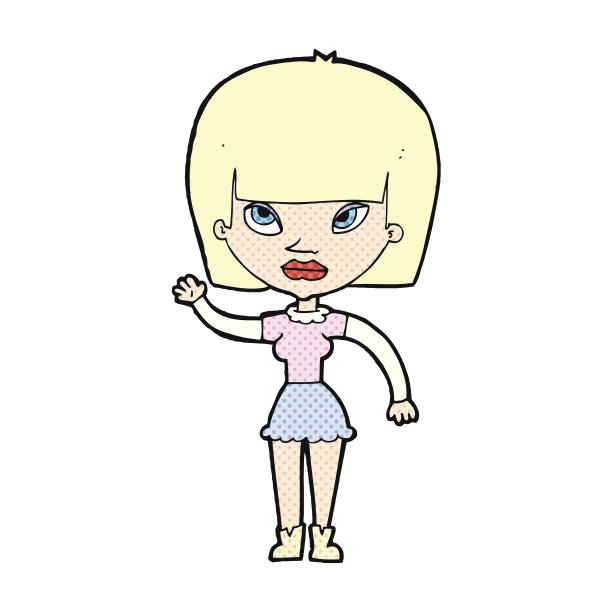 挥手的卡通女人图片下载