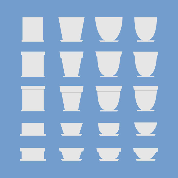 矢量花盆平面设置。图片下载