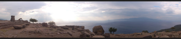 阿索斯的雅典娜神庙废墟，全景图片下载