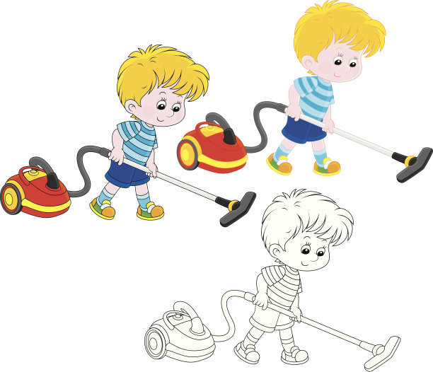 拿着吸尘器的男孩图片下载