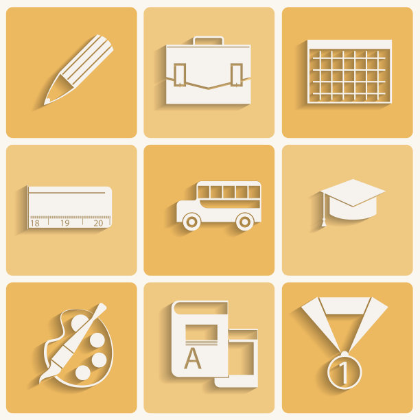 矢量学校主题图标设置图片下载