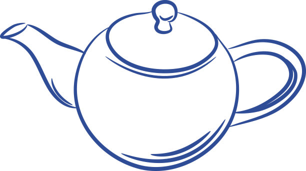 白色底描蓝茶壶图片下载