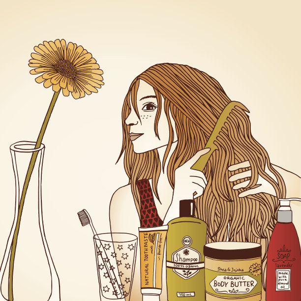 女人刷头发图片下载