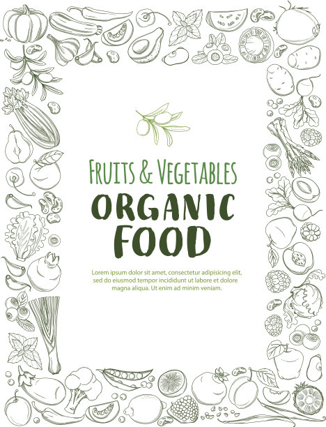 菱形框边图案有机农场新鲜果蔬图片下载