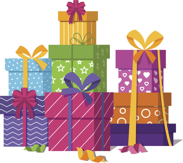 包装好的礼品盒堆在白色的背景上素材图片