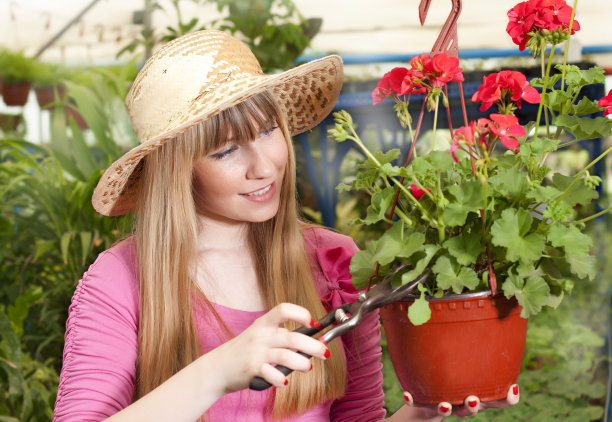 在温室里的美丽女孩图片下载