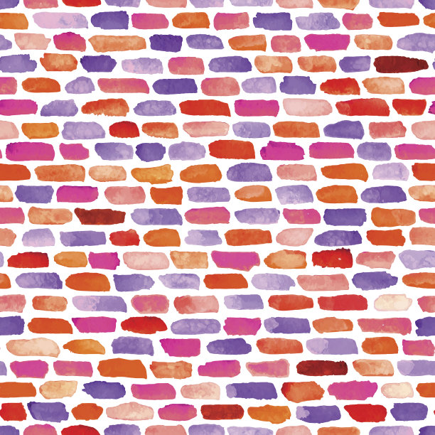 水彩砖。矢量抽象无缝模式。图片下载