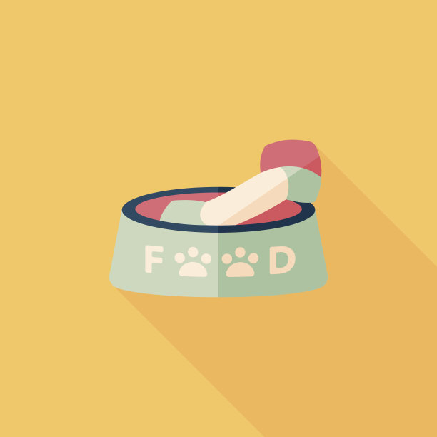 宠物狗粮平板图标与长影子，eps10图片下载