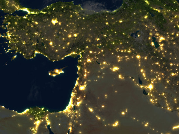 晚上在地球上的中东图片下载