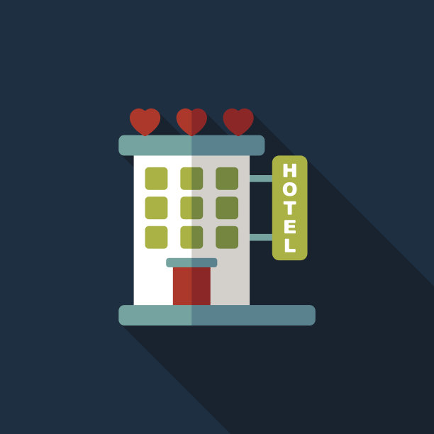 情人节酒店的长影子图标，eps10图片下载