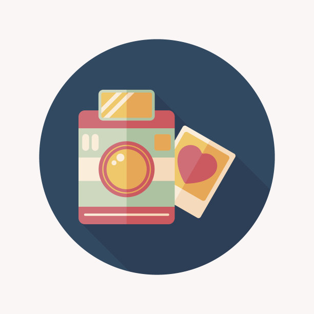 情人节照片长阴影扁平图标，eps10图片下载