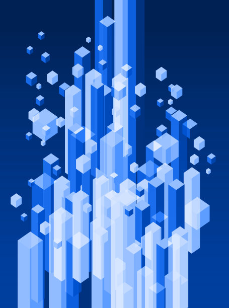 蓝色抽象3d块图片下载