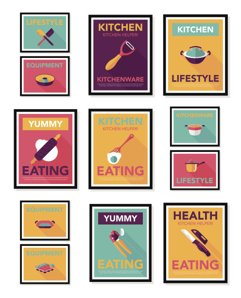 厨具海报平面旗帜设计平面背景设置，eps10图片下载