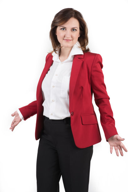 穿红夹克的女士图片下载