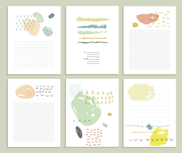 收集六张可爱的万能卡片或邀请函。图片下载