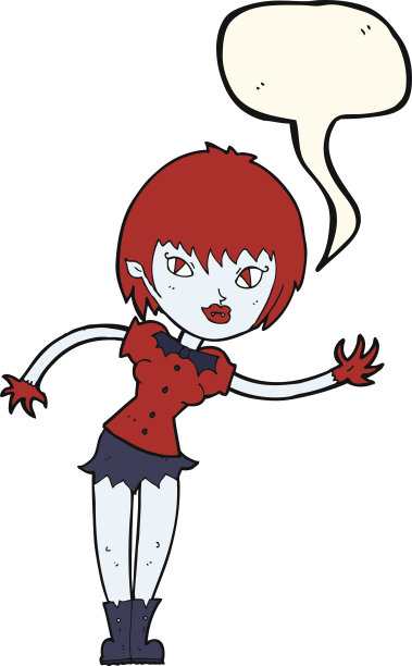 卡通吸血鬼女孩欢迎与演讲泡泡图片下载