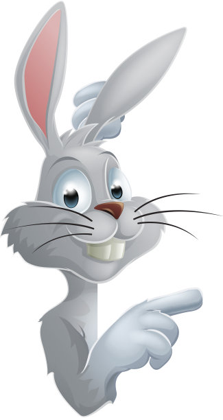 复活节兔子指着路标图片下载