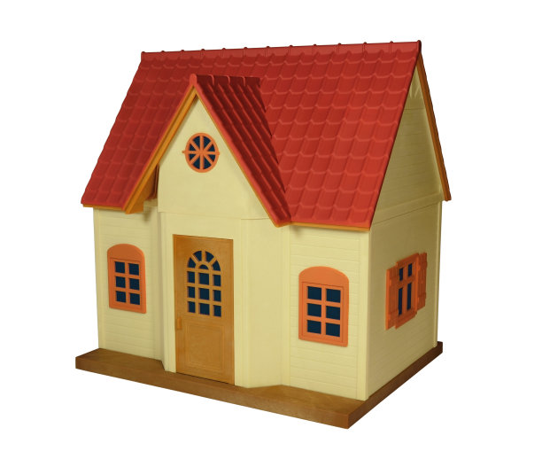 红色屋顶的样板房，孤立在白色之上图片下载