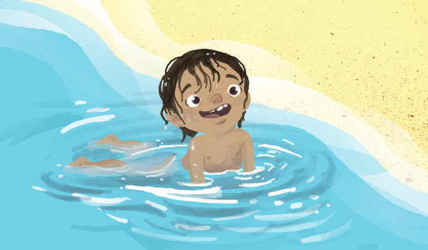 沙滩上的孩子图片下载