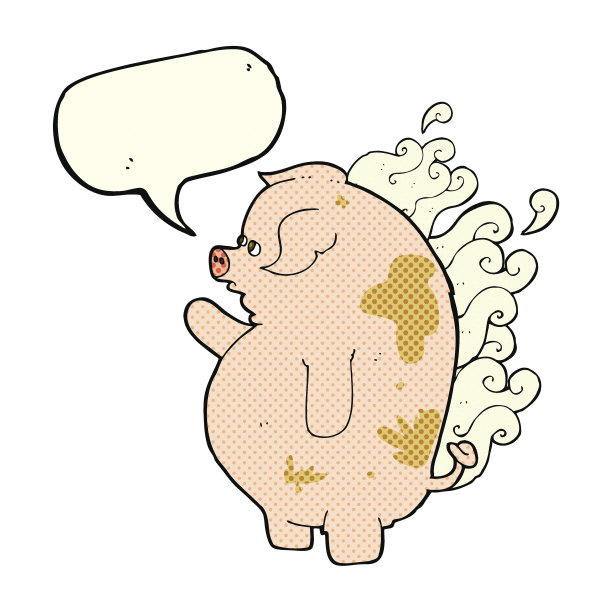 卡通肥臭猪带着说话泡泡图片下载