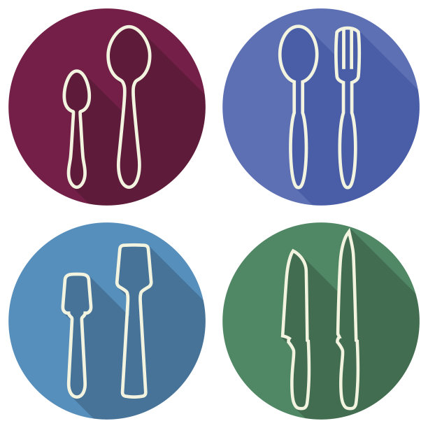 厨房用具及炊具线条艺术设计图片下载