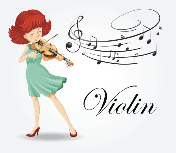 用音符拉小提琴的女人图片下载