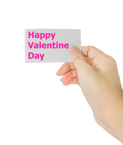概念照片右手握纸与措词情人节快乐图片下载