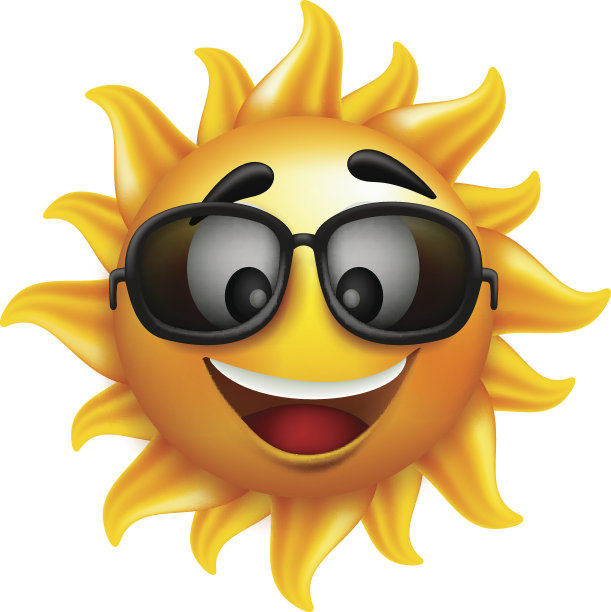人性化的太阳戴着太阳镜微笑图片下载