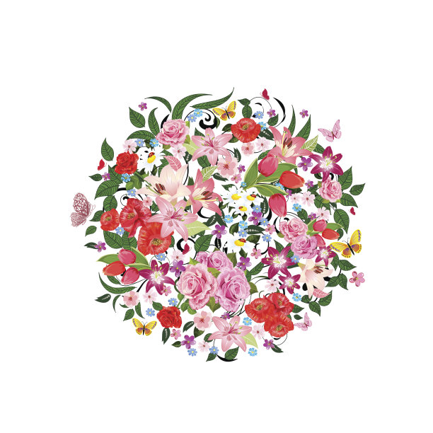 圆形图案的美丽花朵为您的设计图片下载