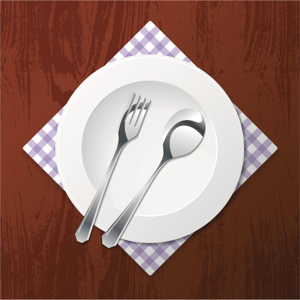 餐具放在桌子上图片下载
