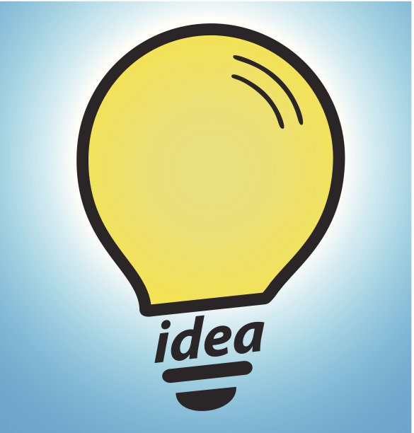 蓝色背景上的灯泡，概念成功的想法图片下载
