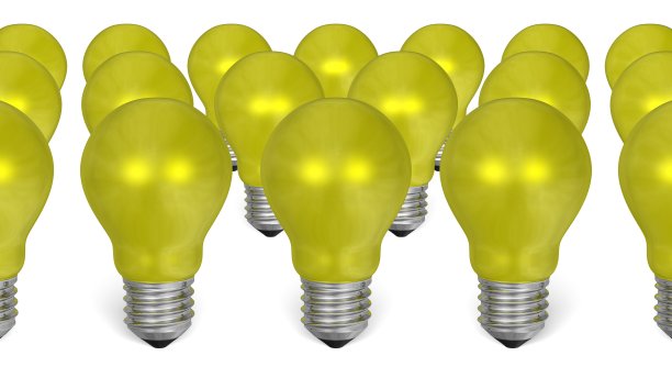 一组黄色的反光灯泡图片下载