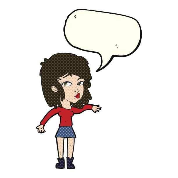 卡通女人用语音泡泡耍酷图片下载