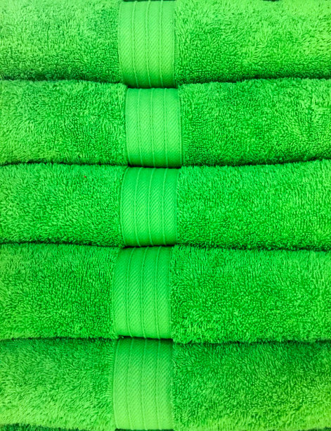 一堆绿色毛巾图片下载