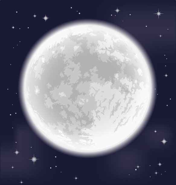 满月。徒手画。详细的矢量图。图片下载