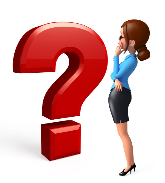 带着问号的年轻办公室女孩图片下载