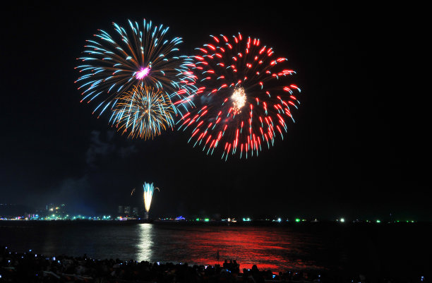 五彩缤纷的烟花夜景素材图片