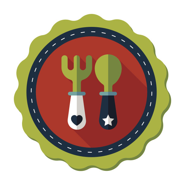 餐具和餐具扁平图标与长影子，eps10图片下载