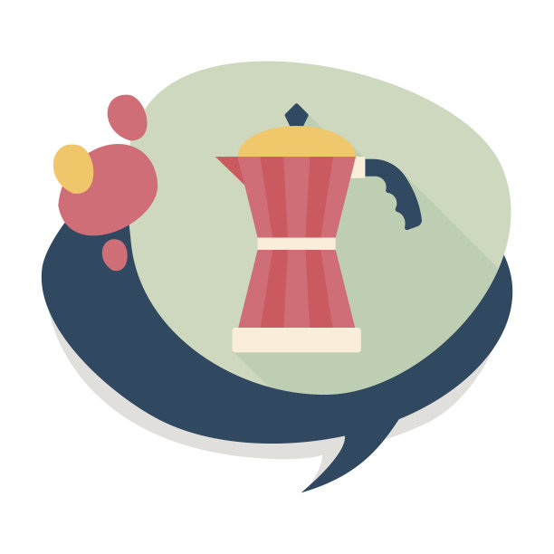 长阴影的咖啡壶扁平图标，eps10图片下载