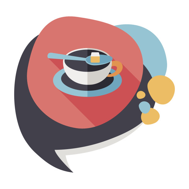 咖啡平面图标与长阴影，eps10图片下载