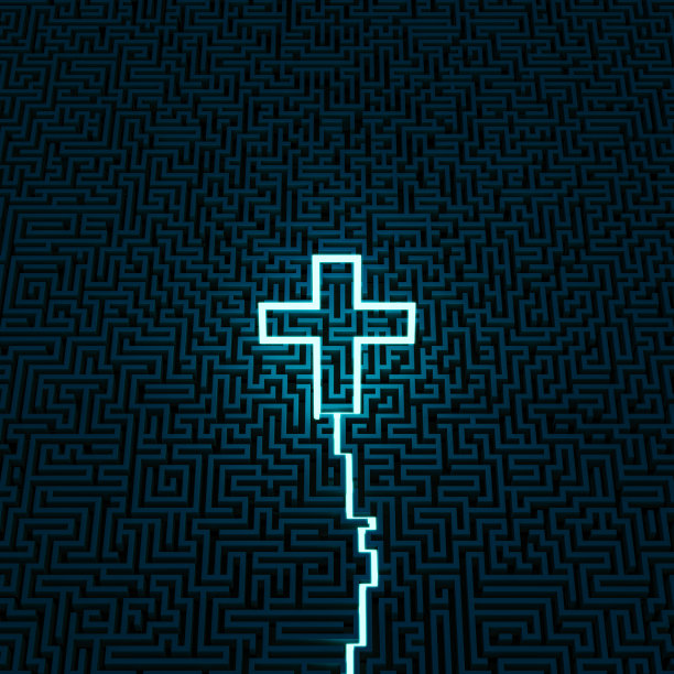 霓虹灯十字架迷宫图片下载