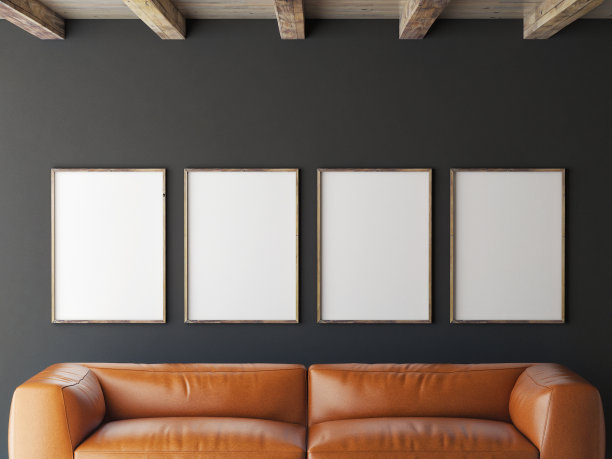 灰色墙壁上的模拟海报，3d插图图片下载